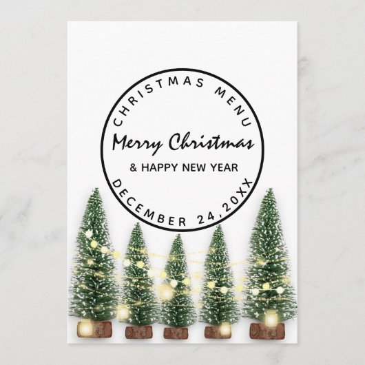 Weihnachten Urlaub Winter Menü Light Green Whit Menükarte (Vorderseite)