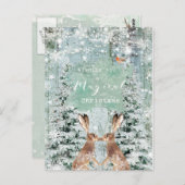 Weihnachten Urlaub Winterrobinhaare Postkarte (Vorne/Hinten)