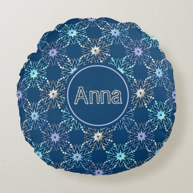 Weihnachten Urlaubsmuster. Text.  Rundes Kissen (Vorderseite)