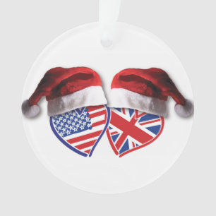 Weihnachten USA und BRITISCHE Flaggen-Herzen mit Ornament