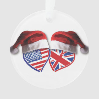 Weihnachten USA und BRITISCHE Flaggen-Herzen mit Ornament