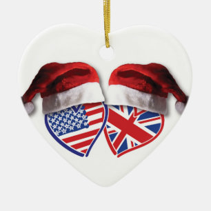Weihnachten - USA und Großbritannien - Flaggenhöre Keramik Ornament