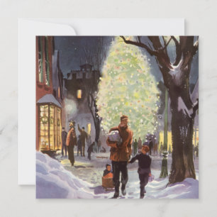 Weihnachten, Vater Shopping mit Kindern Feiertagskarte