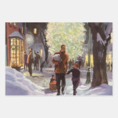 Weihnachten, Vater Shopping mit Kindern Geschenkpapier Set (Vorderseite)