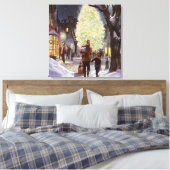 Weihnachten, Vater Shopping mit Kindern Leinwanddruck (Insitu (Schlafzimmer))