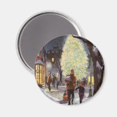 Weihnachten, Vater Shopping mit Kindern Magnet (Vorderseite/Rückseite)