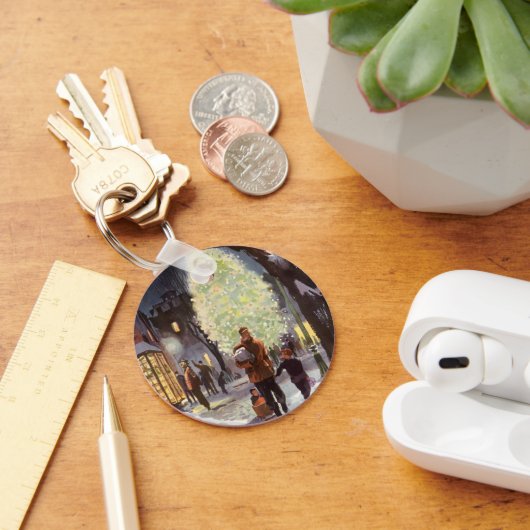 Weihnachten, Vater Shopping mit Kindern Schlüsselanhänger (Schreibtisch)