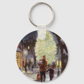 Weihnachten, Vater Shopping mit Kindern Schlüsselanhänger (Rückseite)