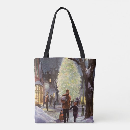 Weihnachten, Vater Shopping mit Kindern Tasche (Rückseite)