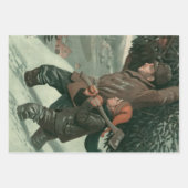 Weihnachten, Vater und Sohn schneiden Bäume ab Geschenkpapier Set (Vorderseite)