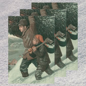 Weihnachten, Vater und Sohn schneiden Bäume ab Geschenkpapier Set