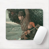 Weihnachten, Vater und Sohn schneiden Bäume ab Mousepad (Mit Mouse)