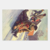 Weihnachten, Vater und Tochter Rodelbahn Geschenkpapier Set (Vorderseite 2)