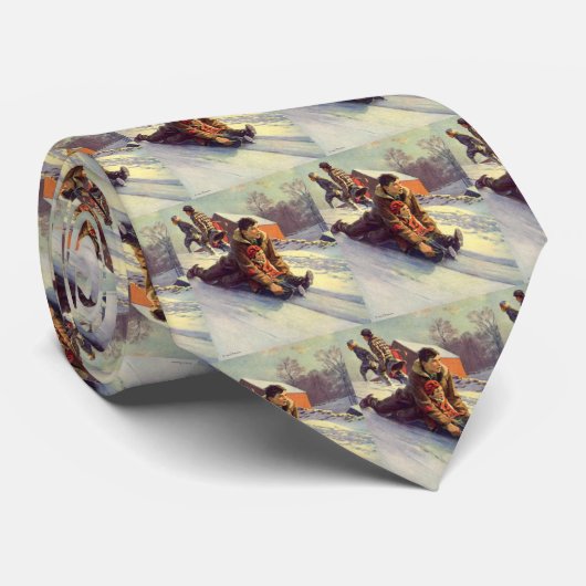 Weihnachten, Vater und Tochter Rodelbahn Krawatte (Gerollt)