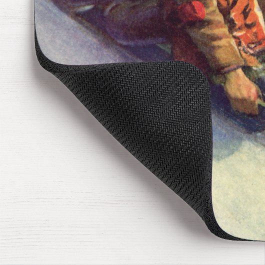 Weihnachten, Vater und Tochter Rodelbahn Mousepad (Ecke)