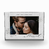 Weihnachten Verheiratete weiße Glitzern Modernes G Fotoblock (Vorderseite)