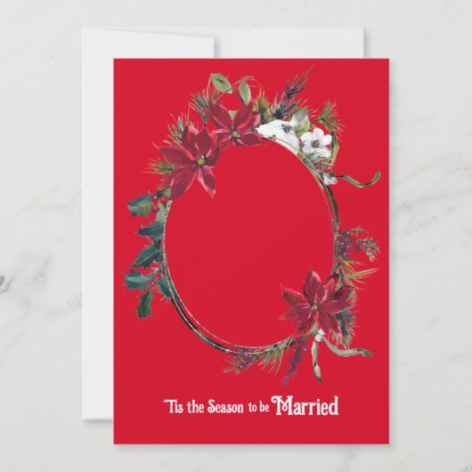 Weihnachten Verheiratetes florales Foto Rote Hochz Einladung (Vorderseite)