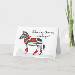 Weihnachten verkleidete Zebra mit Funny Wishs. Karte