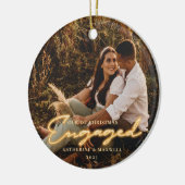 Weihnachten Verlobt Neon Lettering Foto Keramik Ornament (Links)