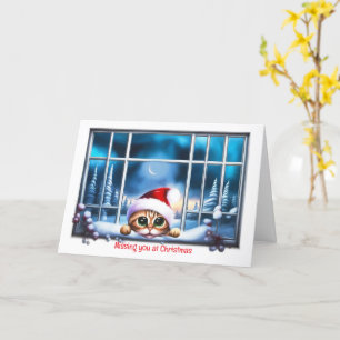 Weihnachten Vermisst Urlaub mit Niedlichem Chat-Fe Karte