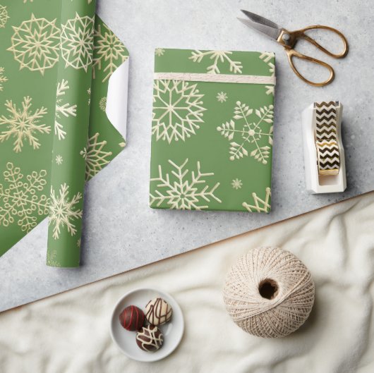Weihnachten Verziertes Gold Snowflake Muster Geschenkpapier (Kunsthandwerk)