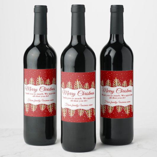 Weihnachten Vielen Dank Weinetikett (Flaschen)
