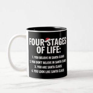 Weihnachten Vier Lebensphasen Santa Humor Meme Zweifarbige Tasse