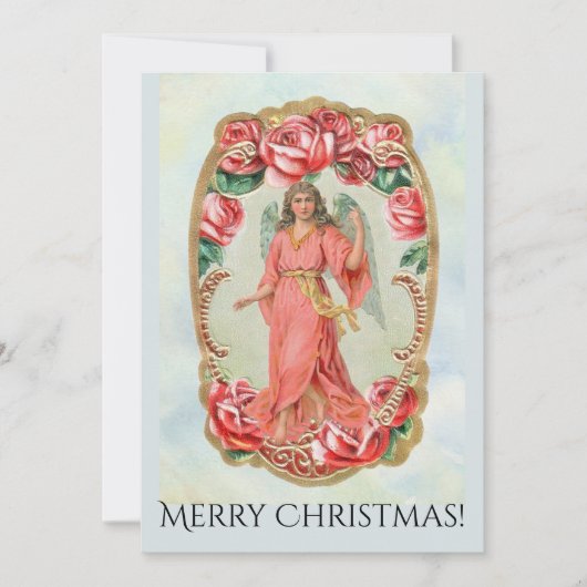 Weihnachten Viktorianisch Angel Gerahmte Rose Einl Karte (Vorderseite)