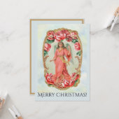 Weihnachten Viktorianisch Angel Gerahmte Rose Einl Karte (Vorderseite/Rückseite Beispiel)