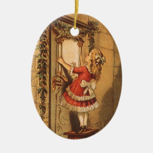 Weihnachten Viktorianisch Girl Hängend eine Garage Keramikornament (Vorne)