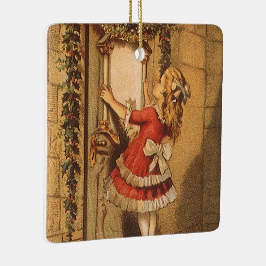 Weihnachten Viktorianisch Girl Hängend eine Garage Keramikornament (Rechts)