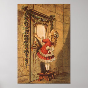 Weihnachten Viktorianisch Girl Hängend eine Garage Poster