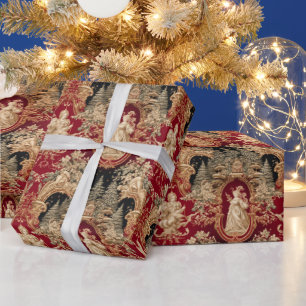 Weihnachten viktorianisch vintage Toile de Jouy Geschenkpapier