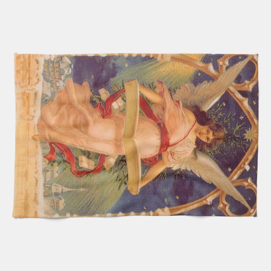 Weihnachten, Viktorianische Angel-LesebBibel Geschirrtuch (Horizontal)