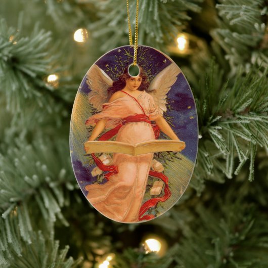 Weihnachten, Viktorianische Angel-LesebBibel Keramikornament (Baum)