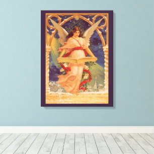 Weihnachten, Viktorianische Angel-LesebBibel Leinwanddruck
