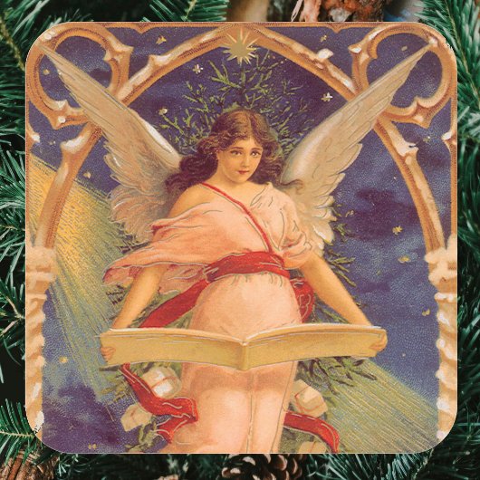 Weihnachten, Viktorianische Angel-LesebBibel Quadratischer Aufkleber