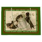 Weihnachten Viktorianische Dackel Hunde grün Große Geschenktüte (Vorderseite)