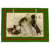 Weihnachten Viktorianische Dackel Hunde grün Große Geschenktüte (Rückseite)