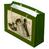 Weihnachten Viktorianische Dackel Hunde grün Große Geschenktüte (Rückseite Schrägansicht)