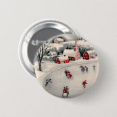 Weihnachten, Viktorianische Eiszeit Skater auf dem Button (Vorne & Hinten)
