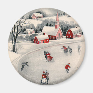 Weihnachten, Viktorianische Eiszeit Skater auf dem Magnet