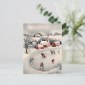 Weihnachten, Viktorianische Eiszeit Skater auf dem Postkarte (Stehend Vorderseite)