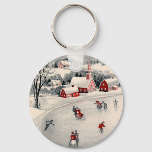 Weihnachten, Viktorianische Eiszeit Skater auf dem Schlüsselanhänger