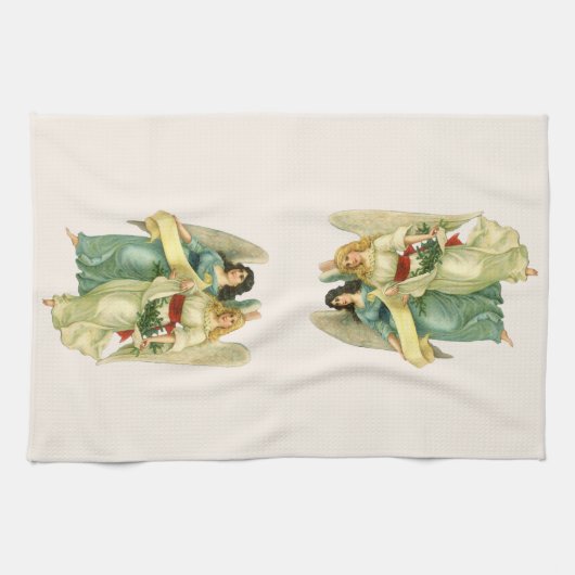 Weihnachten, Viktorianische Engel Geschirrtuch (Horizontal)