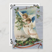 Weihnachten, Viktorianische Engel im Segelboot Einladung (Vorne/Hinten)