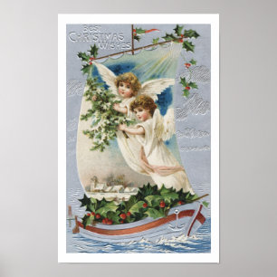 Weihnachten, Viktorianische Engel im Segelboot Poster