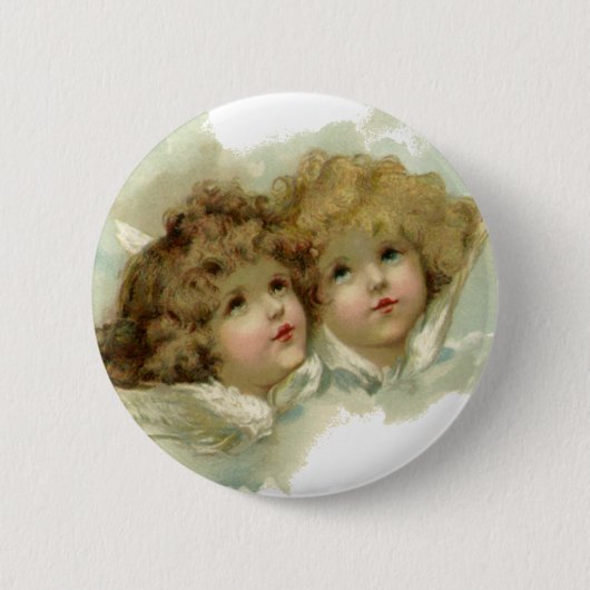 Weihnachten, Viktorianische Engel in den Wolken Button (Vorderseite)