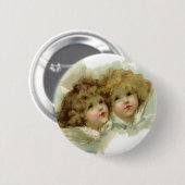 Weihnachten, Viktorianische Engel in den Wolken Button (Vorne & Hinten)