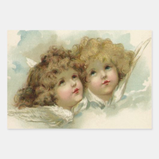 Weihnachten, Viktorianische Engel in den Wolken Geschenkpapier Set (Vorderseite)